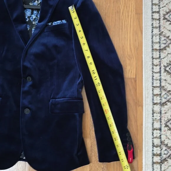 JF J.FERRAR BRAND MENS NAVY BLUE SOFT RIBBED SPORT COAT SIZE 36 REGULAR SLIM FIT